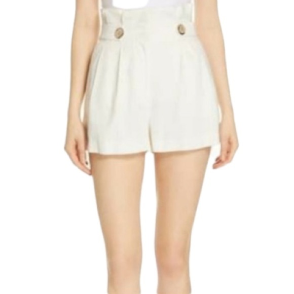 Veronica Beard High Waisted Linen Blend Cream Color Shorts D4 - Picture 2 of 10